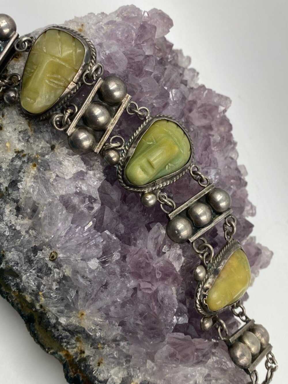 Vintage S.R. Mexican Sterling Silver Green Onyx M…